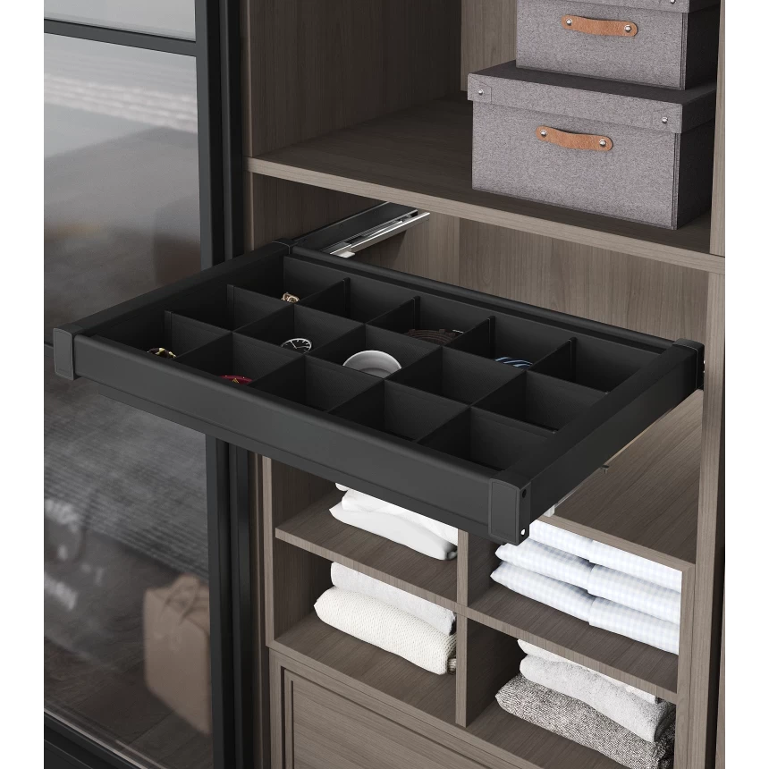 Полиця Starax 700 мм з осередками та бічним кріпленням Антрацит (S-6716-A) - фото 2 Полиця Starax 700 мм з осередками та бічним кріпленням Антрацит (S-6716-A) - фото 2