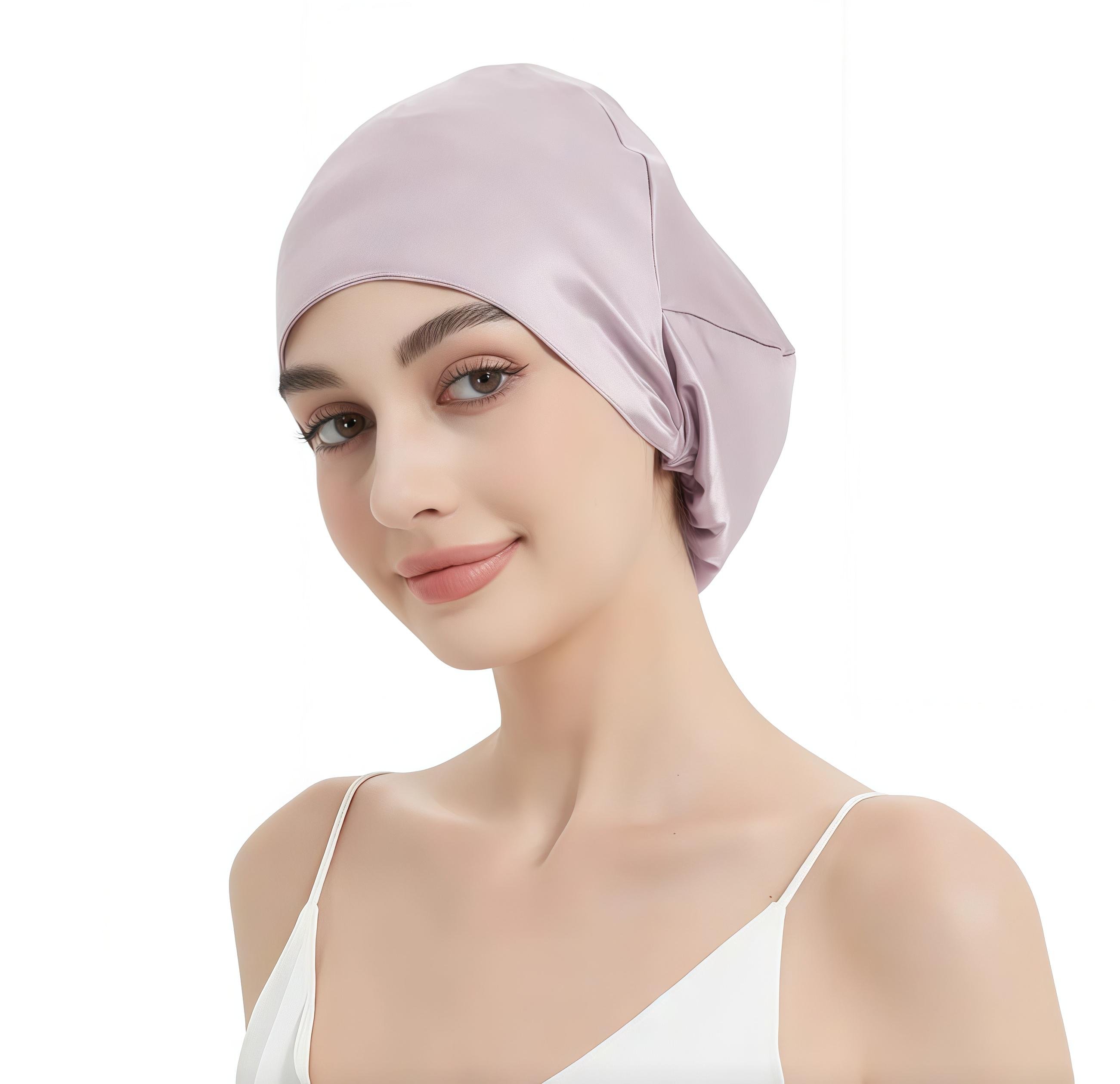 Шапочка шелковая ночная для сохранения прически Бледно-розовый (2237823)