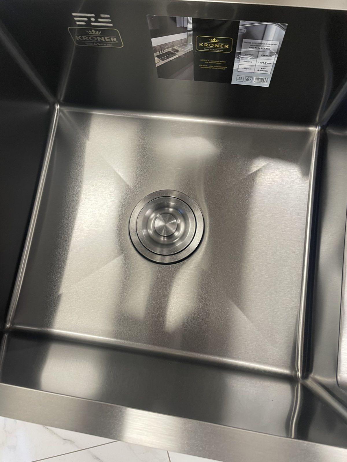 Мойка кухонная Kroner 7848LHM левая/смеситель для кухни с подключением к фильтру KRP Graz-GRP03815 - фото 8