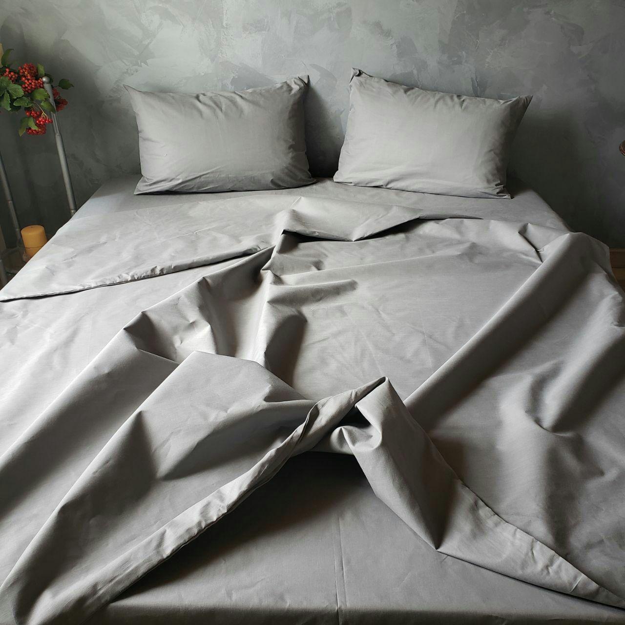 Постельное белье на резинке однотонное двуспальное/хлопок Серый (1030) Постельное белье на резинке однотонное двуспальное/хлопок Серый (1030)