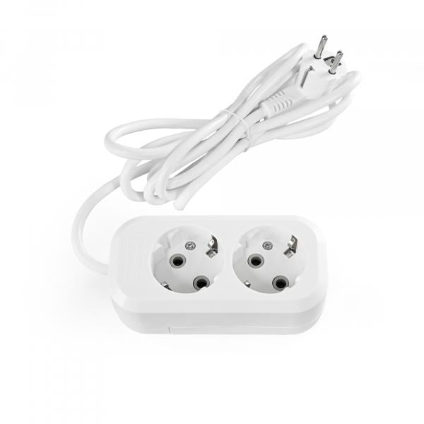 Подовжувач мережевий TITANUM STANDARD із заземленням 2 гнізда 3 м 3x1,5 мм Білий Подовжувач мережевий TITANUM STANDARD із заземленням 2 гнізда 3 м 3x1,5 мм Білий