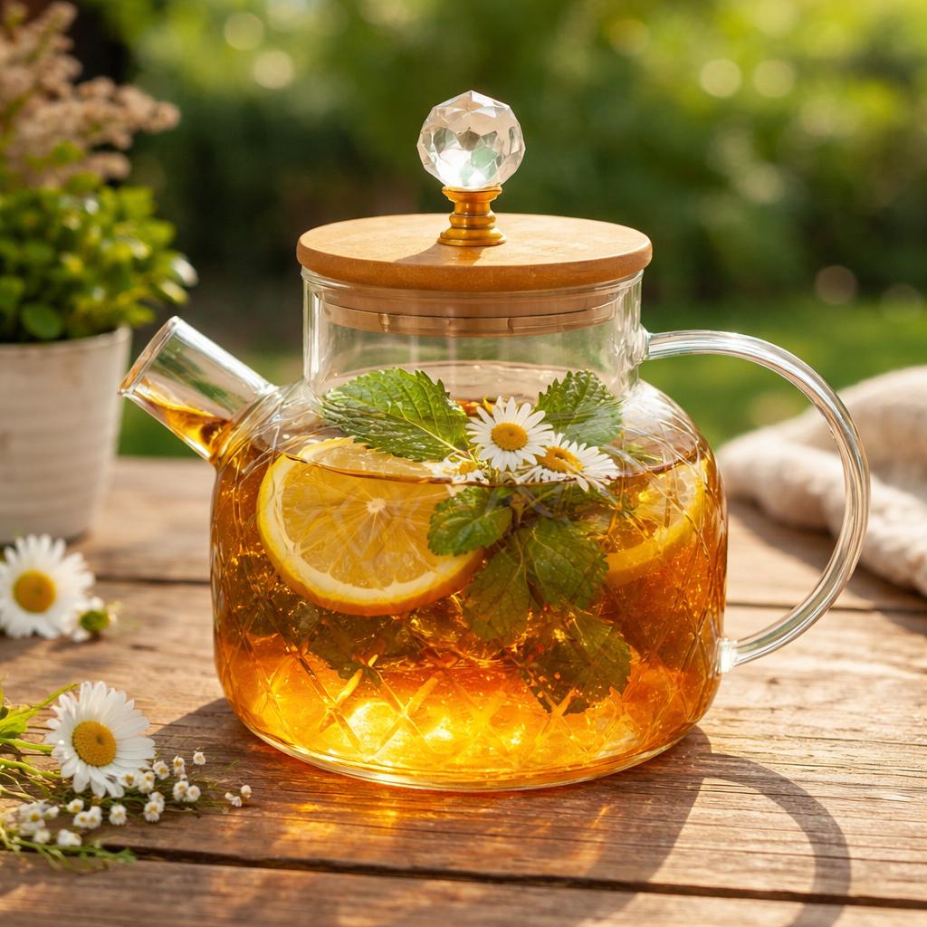 Чайник заварочный стеклянный Rhombus с бамбуковой крышкой и ситом для газовых и электроплит 950 мл (32002337) Чайник заварочный стеклянный Rhombus с бамбуковой крышкой и ситом для газовых и электроплит 950 мл (32002337)