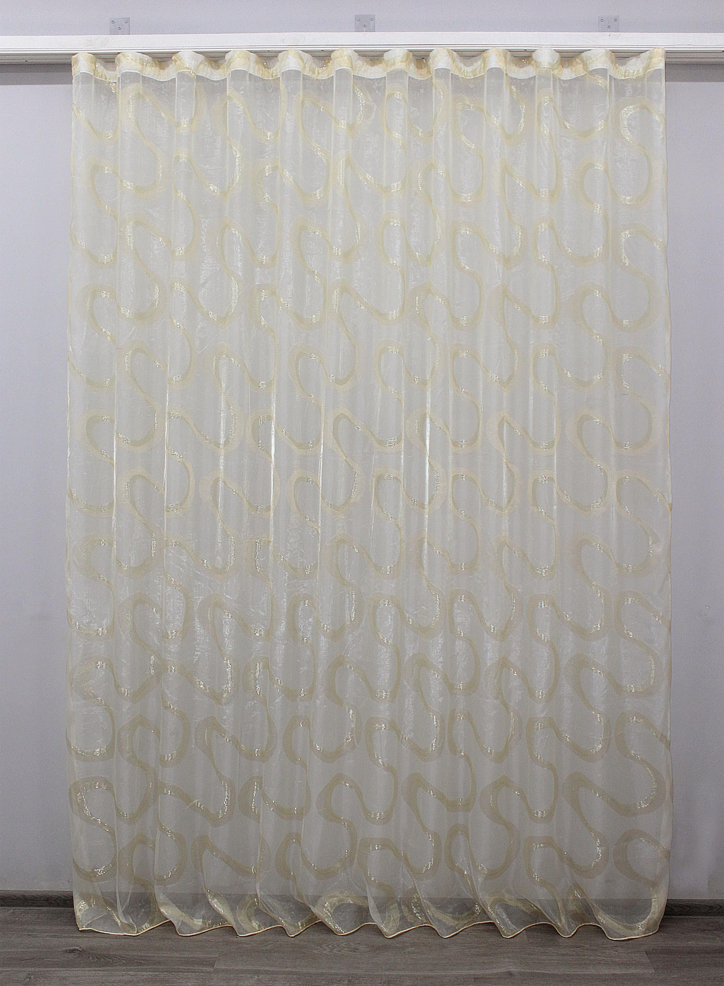 Тюль VR-Textil 1126т органза с нейлоновой вышивкой 300х270 см Бежевый/Золотистый (40-089)