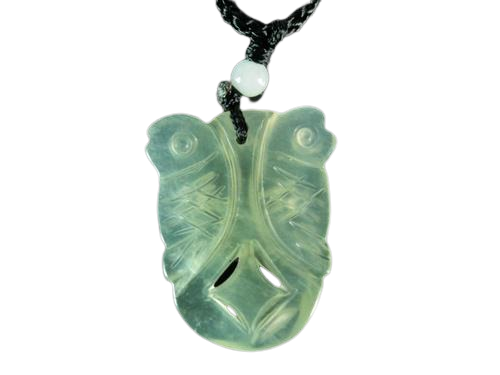 Амулет із каменю нефрит Дві Риби 3,2x2,5x0,2 см (t07845)