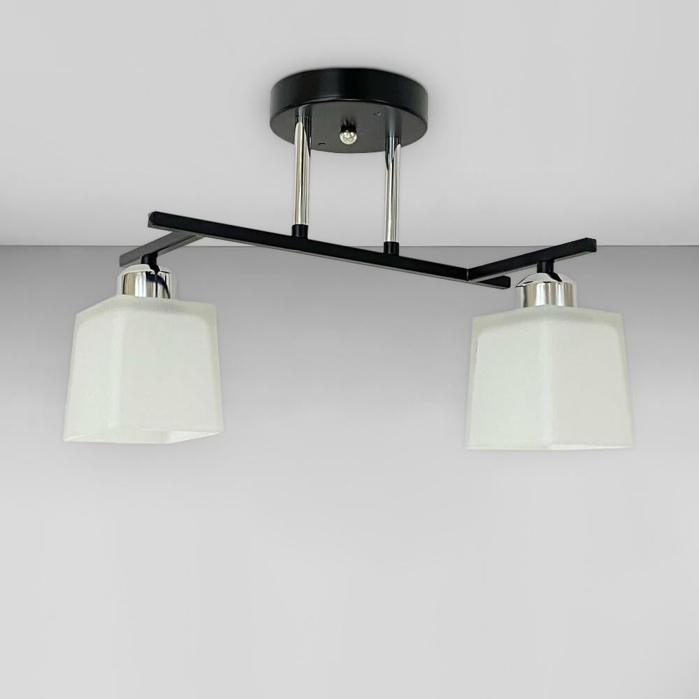 Люстра потолочная Light House SRS-20256/2 плафоны белые Черный/Хром