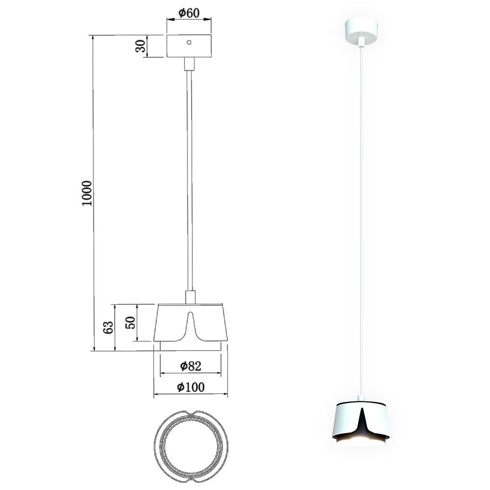 Світильник підвісний ESLLSE TELA R GX53 100x1000 мм Біло-чорний (10527) - фото 4