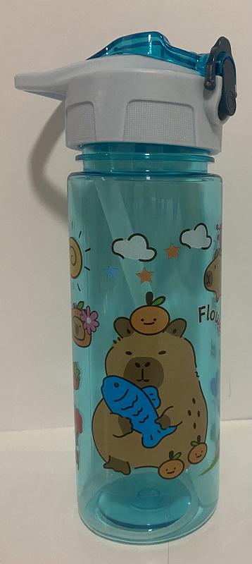Пляшка дитяча для води з трубочкою Капібара Flower 7659 500 мл Блакитний (7659)