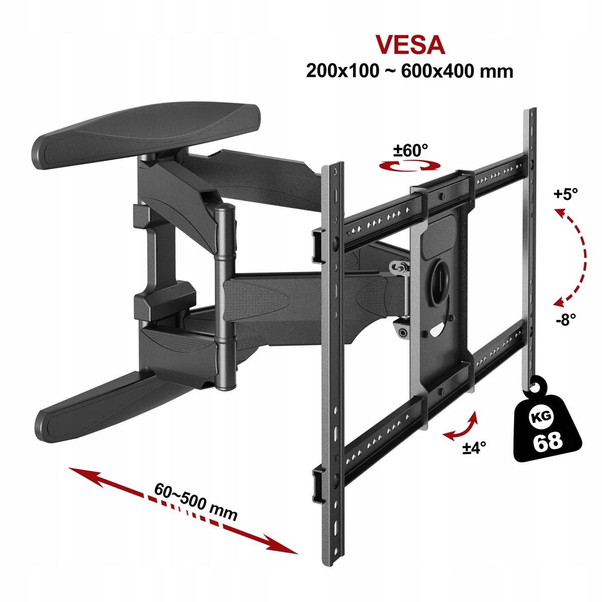 Кріплення настінне V-Star S65 для телевізорів 55-85" (1010359-Black) - фото 4