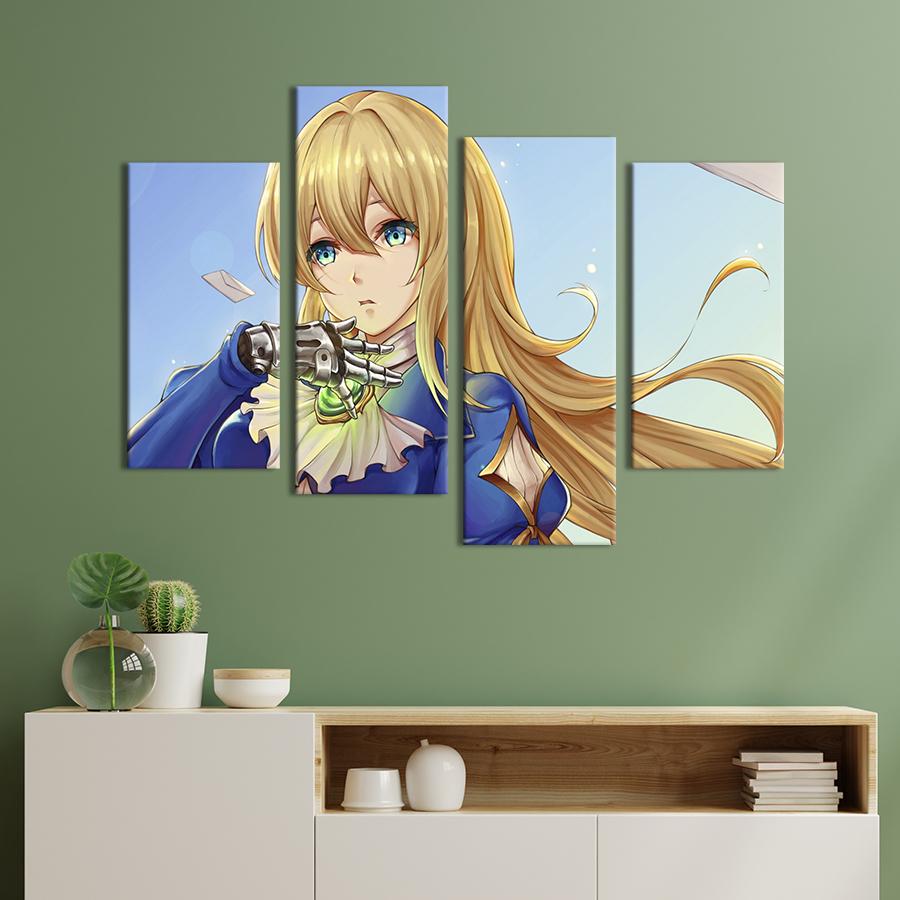 Картина модульная из 4 частей Опасная девушка Вайолет Эвергарден XL 149x106 см (656-42)