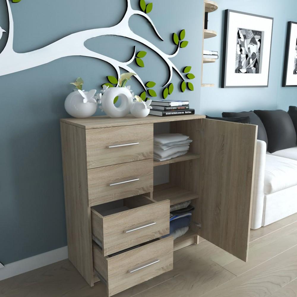 Комод для речей на 4 шухляди з дверима Дуб Сонома (P93б)