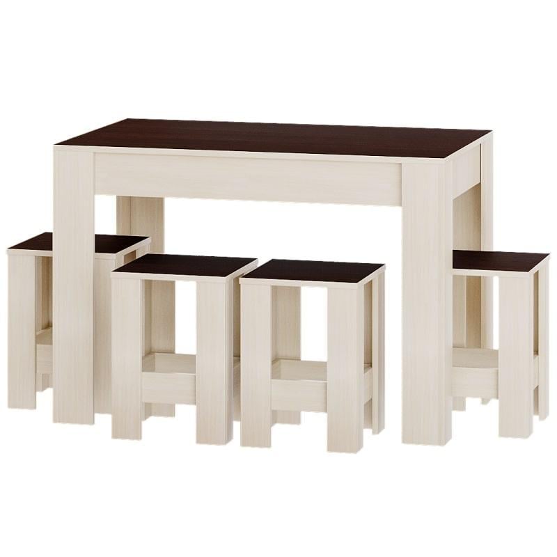 Обеденный комплект Эверест Стол СТО-1 и 4 табурета Т-1 Венге темный/Дуб молочный (DTM-5587)