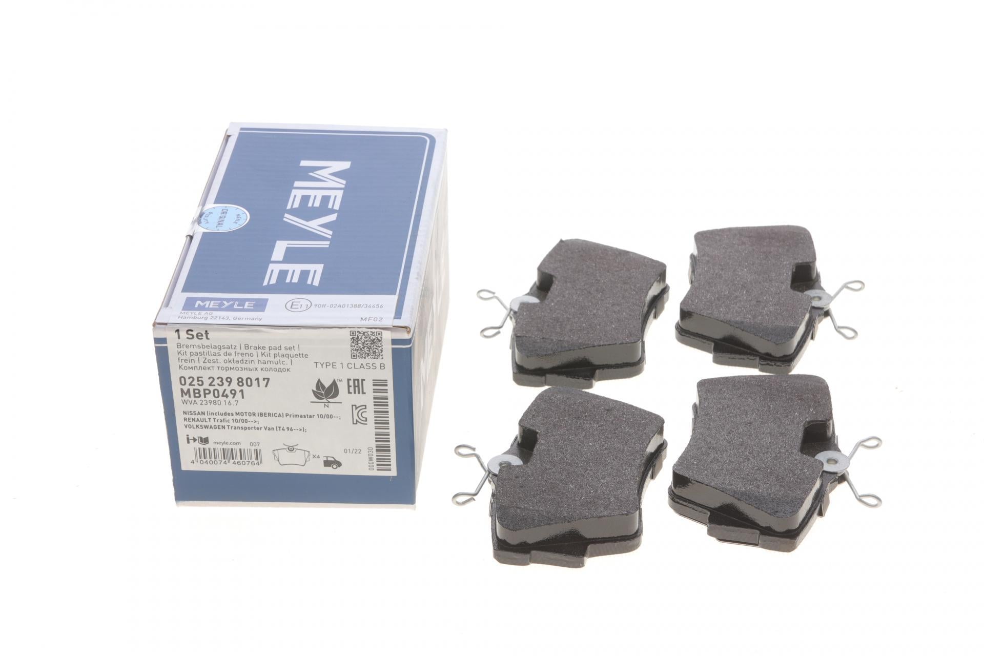 Колодки тормозные задние Meyle для Renault Trafic/Opel Vivaro 01- (025 239 8017)