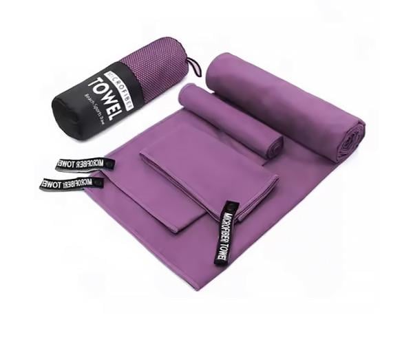 Комплект рушників з мікрофібри 3 шт. Фіолетовий (1492)