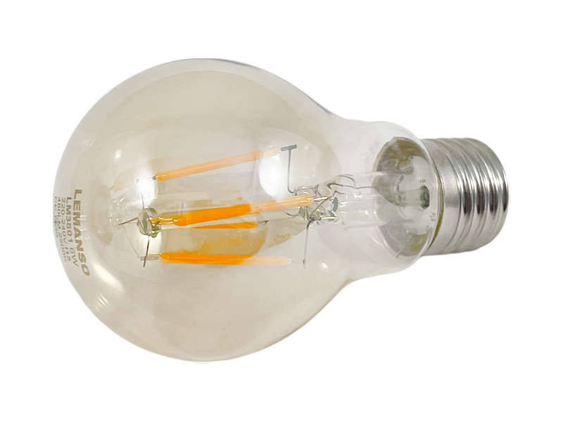 Лампа світлодіодна Lemanso LM3801 Едісона 6W A60 E27 480 Lm 2200K 220-240V Золотий (22811397)