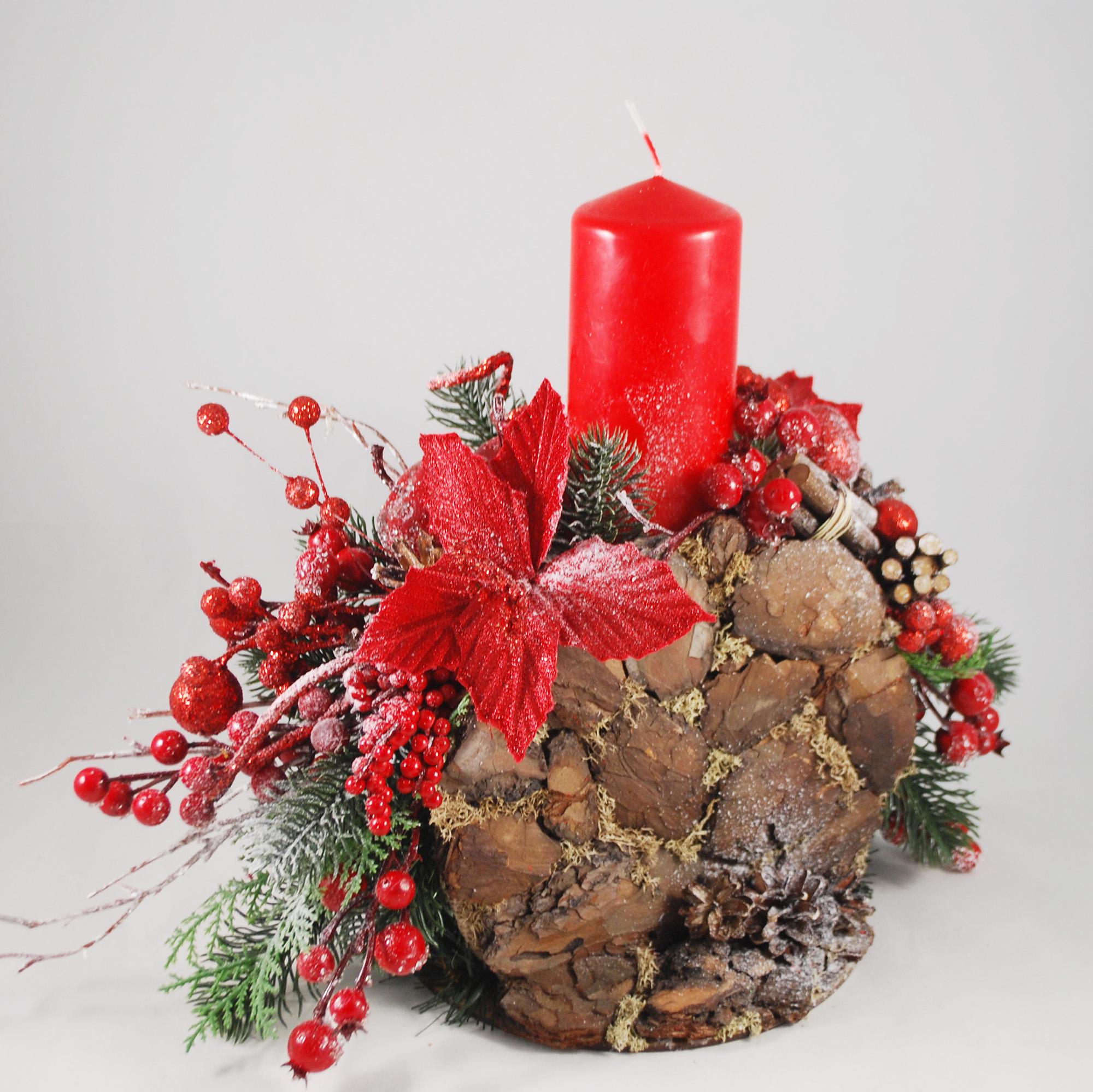 Новогодняя композиция со свечой 30 см Красный/Зеленый/Коричневый (5375346) - фото 2 Новогодняя композиция со свечой 30 см Красный/Зеленый/Коричневый (5375346) - фото 2