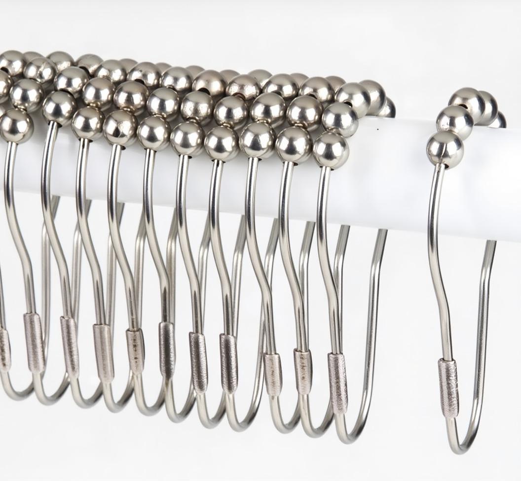 Кольца-крючки роликовые на шторку для ванной и душевой комнаты металлические 12 шт. Никель - фото 2 Кольца-крючки роликовые на шторку для ванной и душевой комнаты металлические 12 шт. Никель - фото 2