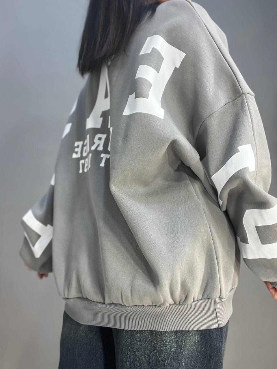 Світшот жіночий DAVRAS 6000 PLEASED подовжений утеплений на флісі OS Сірий (1247) - фото 8 Світшот жіночий DAVRAS 6000 PLEASED подовжений утеплений на флісі OS Сірий (1247) - фото 8