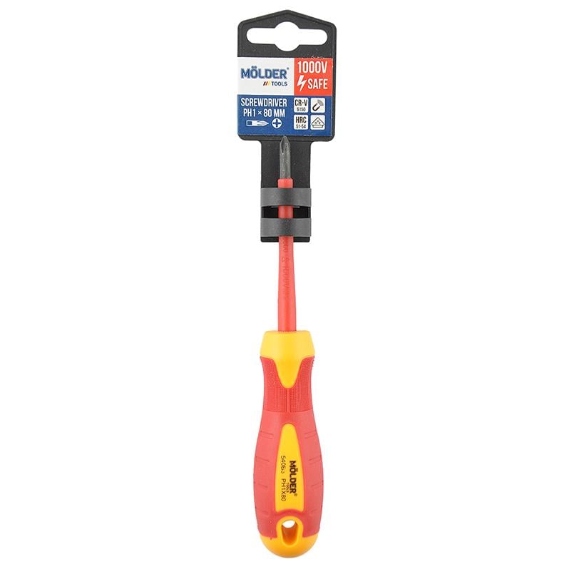 Отвертка Molder крестовая диэлектрическая VDE 1000В, PH1x80mm