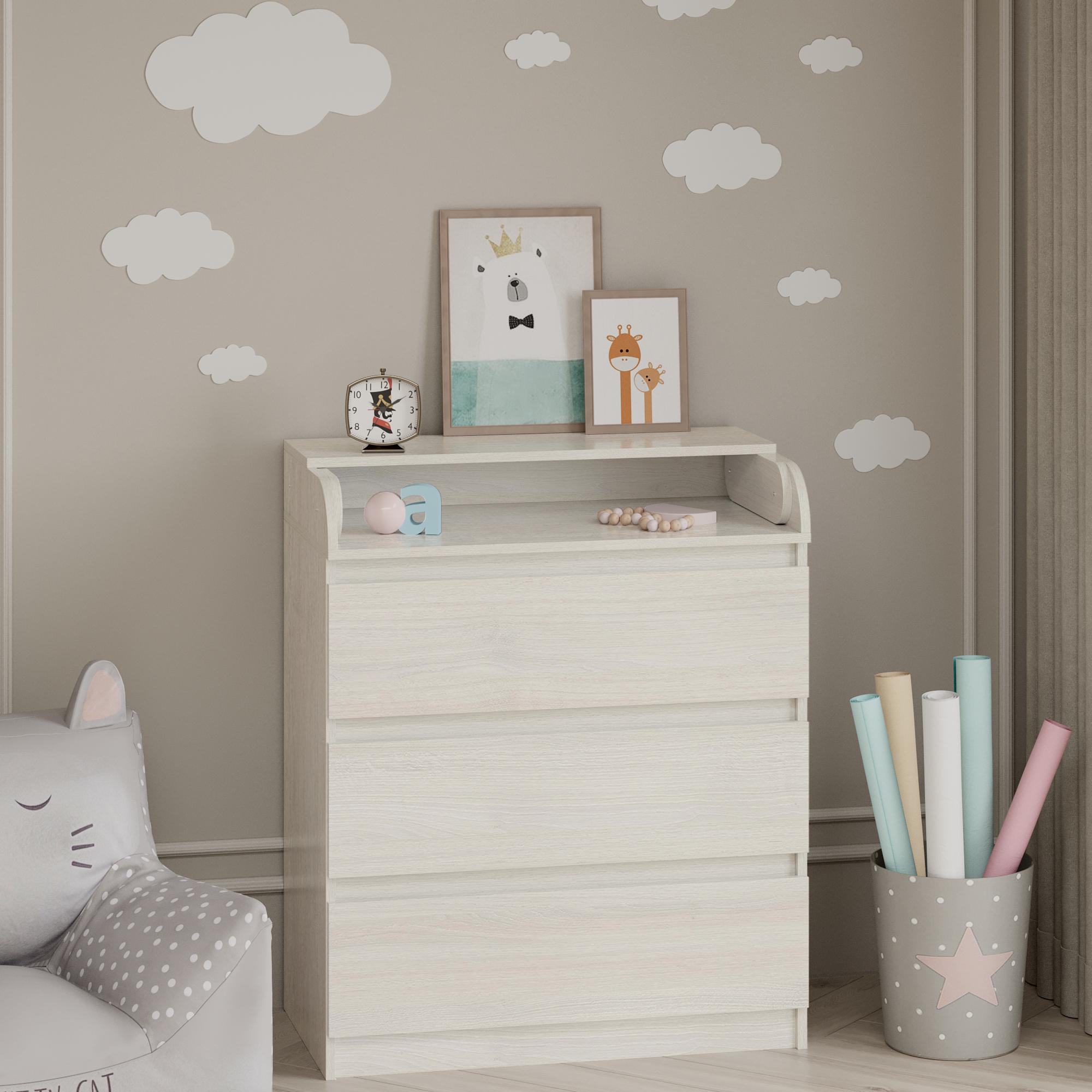 Комод пеленальный на 3 ящика без ручек Line KPF3 800x450x970 мм Шамони Светлый Комод пеленальный на 3 ящика без ручек Line KPF3 800x450x970 мм Шамони Светлый