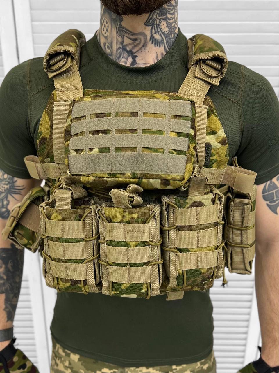 Плитоноска із системою швидкого скидання Asdag з підсумками з кордури Мультикам (15186)