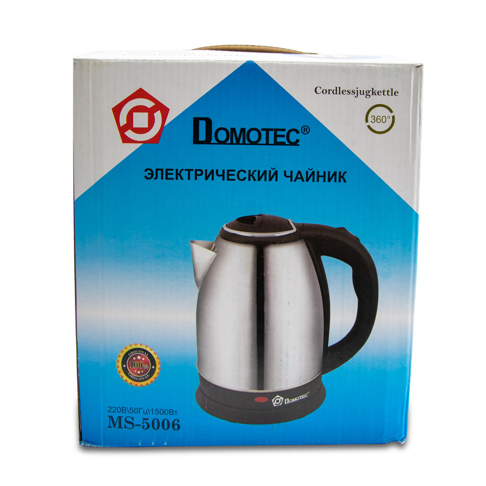 Електрочайник Domotec MS-5006 1500W 2 л Чорно-сріблястий (1007504-Silver-220) - фото 2