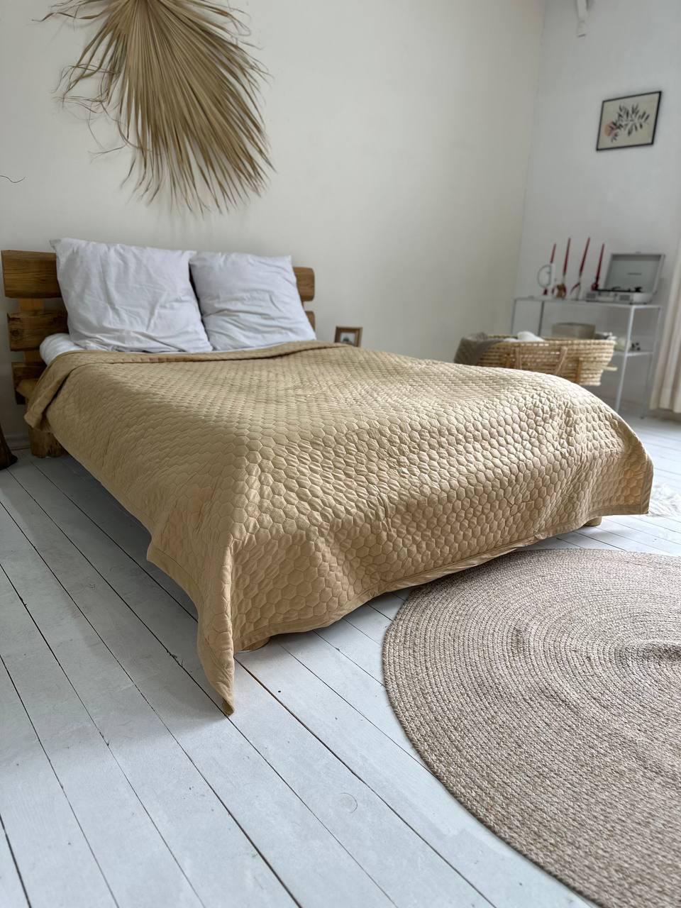 Плед-покривало Класичний котоновий 200х230 см Бежевий (13843-5)