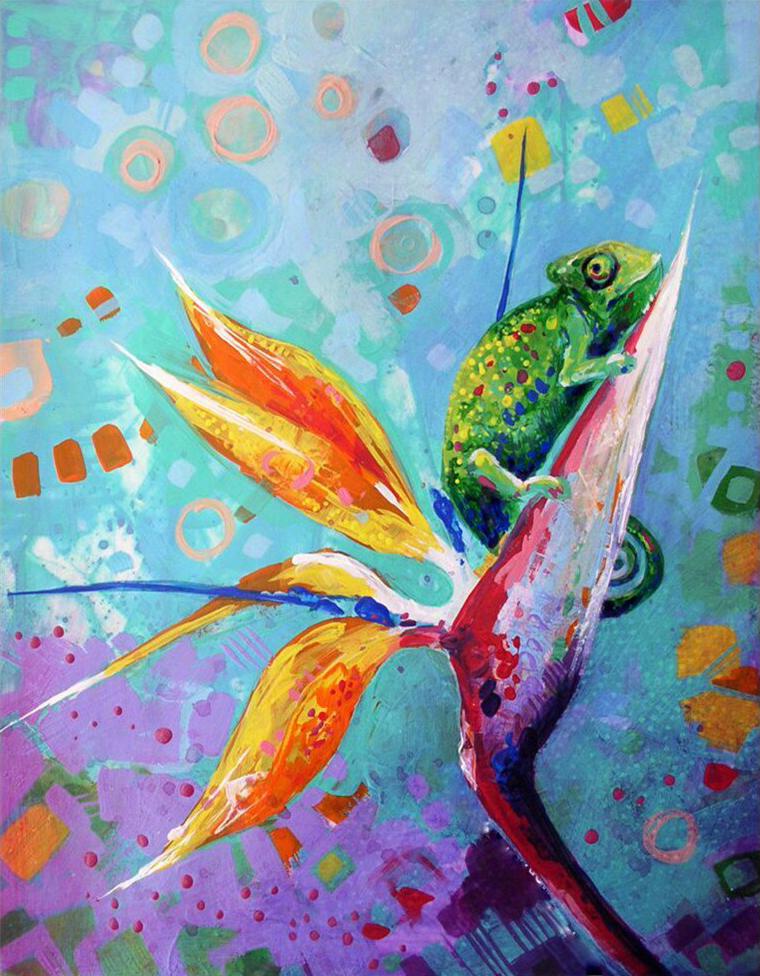 Алмазна мозаїка Emerald Craft Хамелеон на квітці 30x40 см (23247)