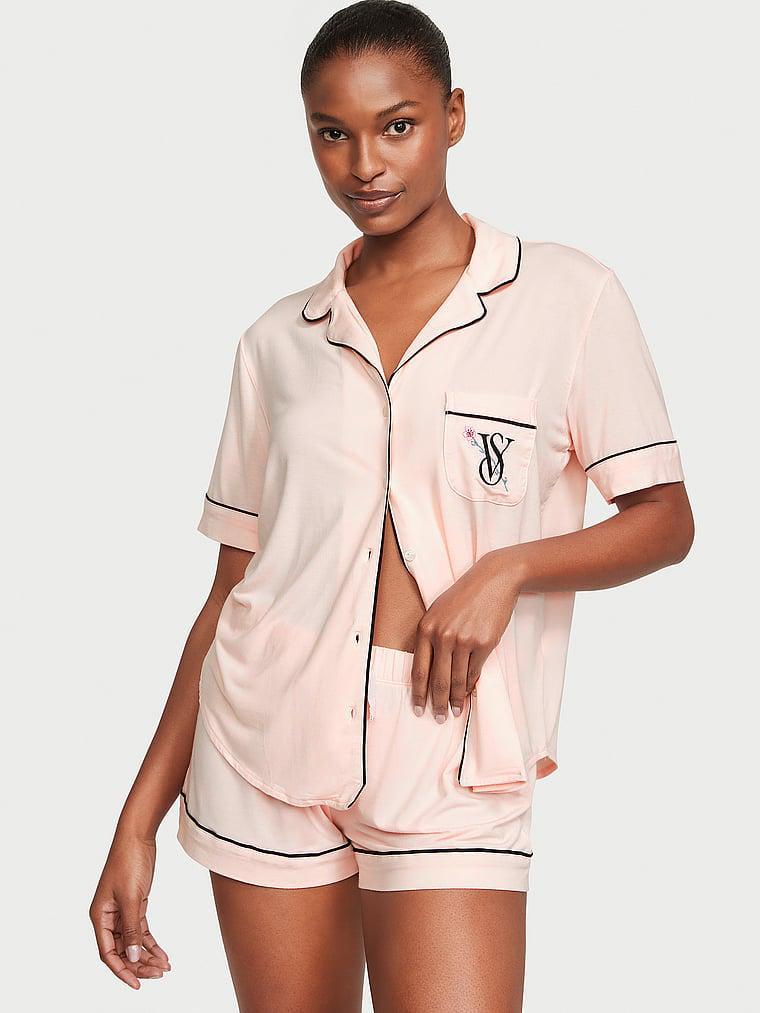 Піжама сорочка/шорти модал Victoria's Secret Modal Short PJ Set S Рожевий (26748167)