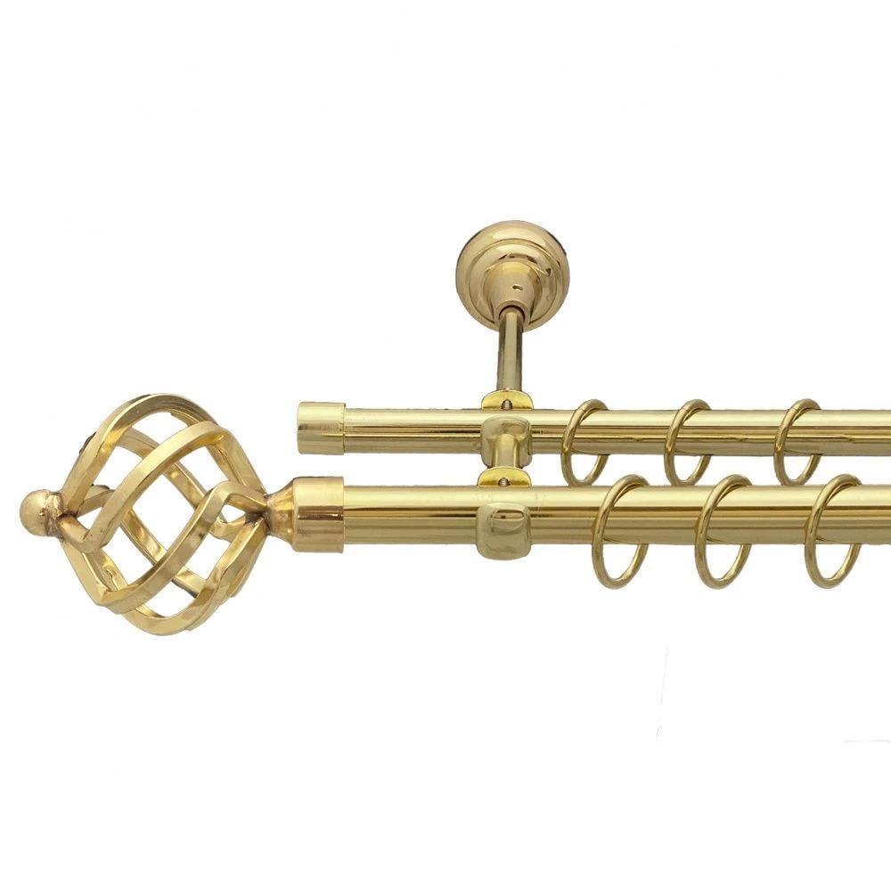 Карниз трубчатый двухрядный Orvit Ажур открытый 16/16 мм 160 см Золотой (000-7107)