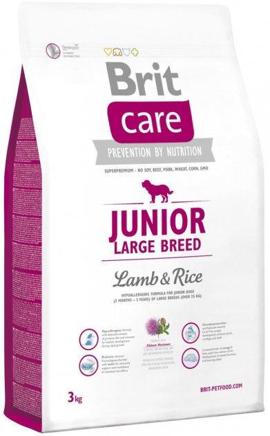 Сухой корм для щенков и молодых собак крупных пород Brit Care Junior Large Breed Lamb&Rice с ягненком 3 кг (1789920013)