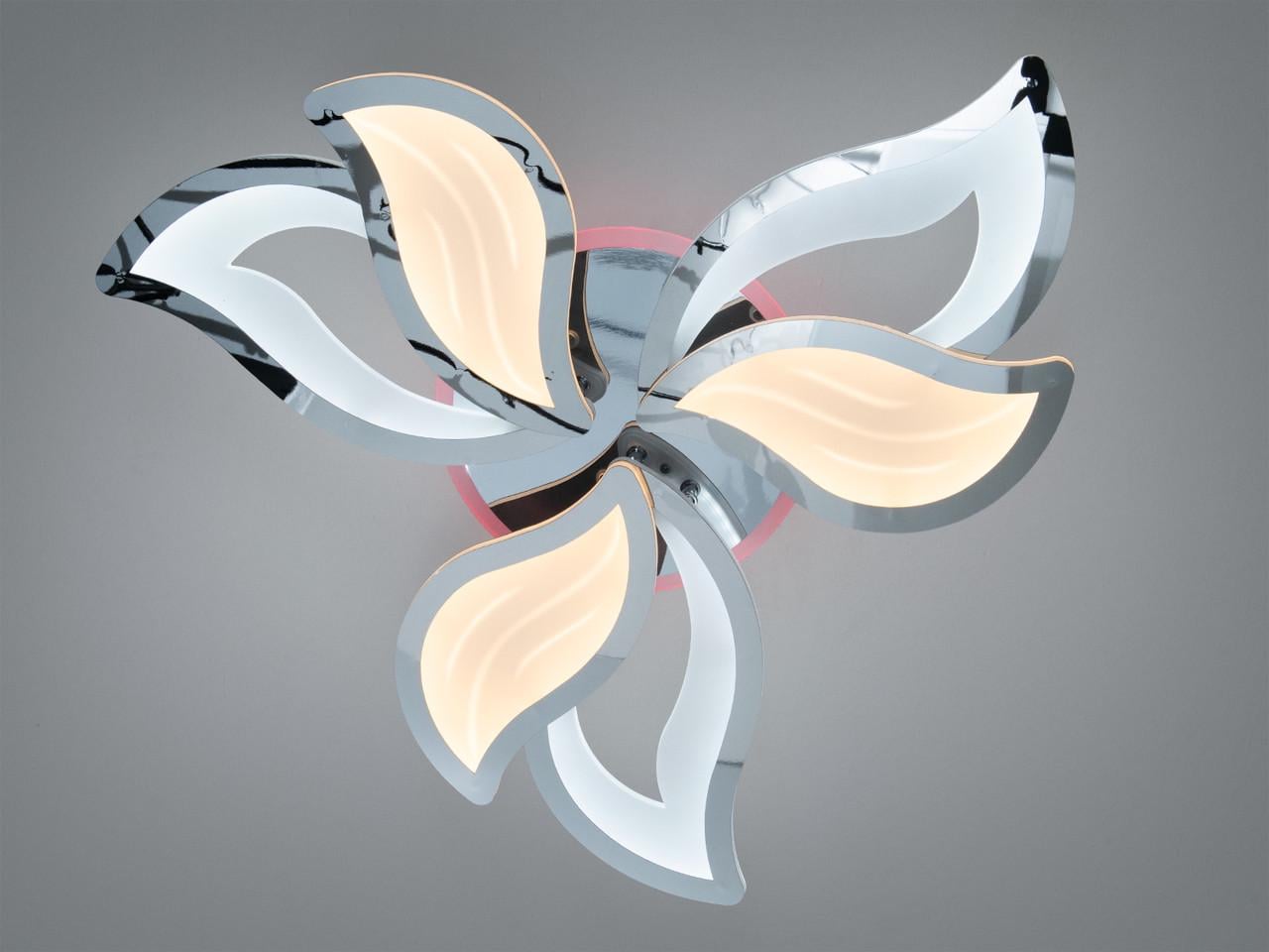 Люстра светодиодная потолочная 78W с димером и пультом 3 модуля Хром (9033/3HR LED 3color dimmer)