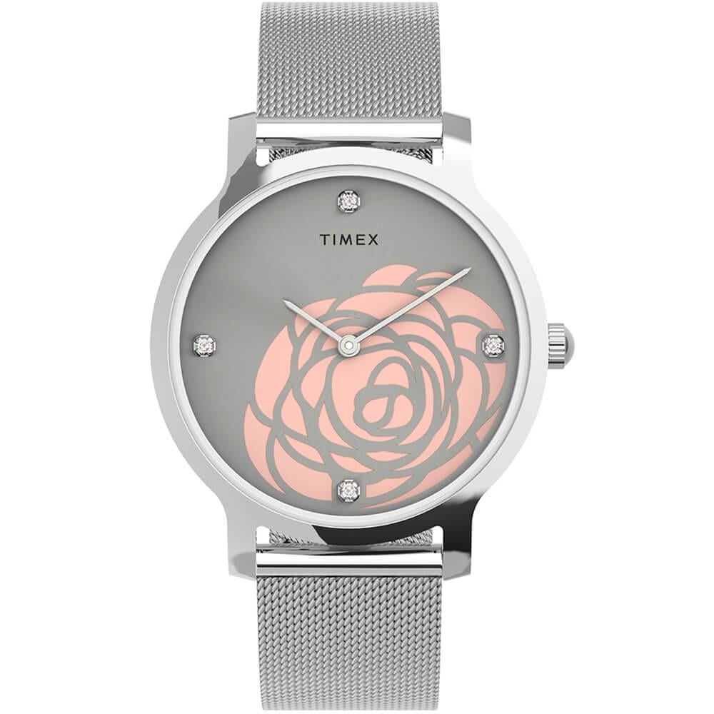 Наручний годинник жіночий Timex Transcend Floral кварцевий Silver (Tx2u98200)