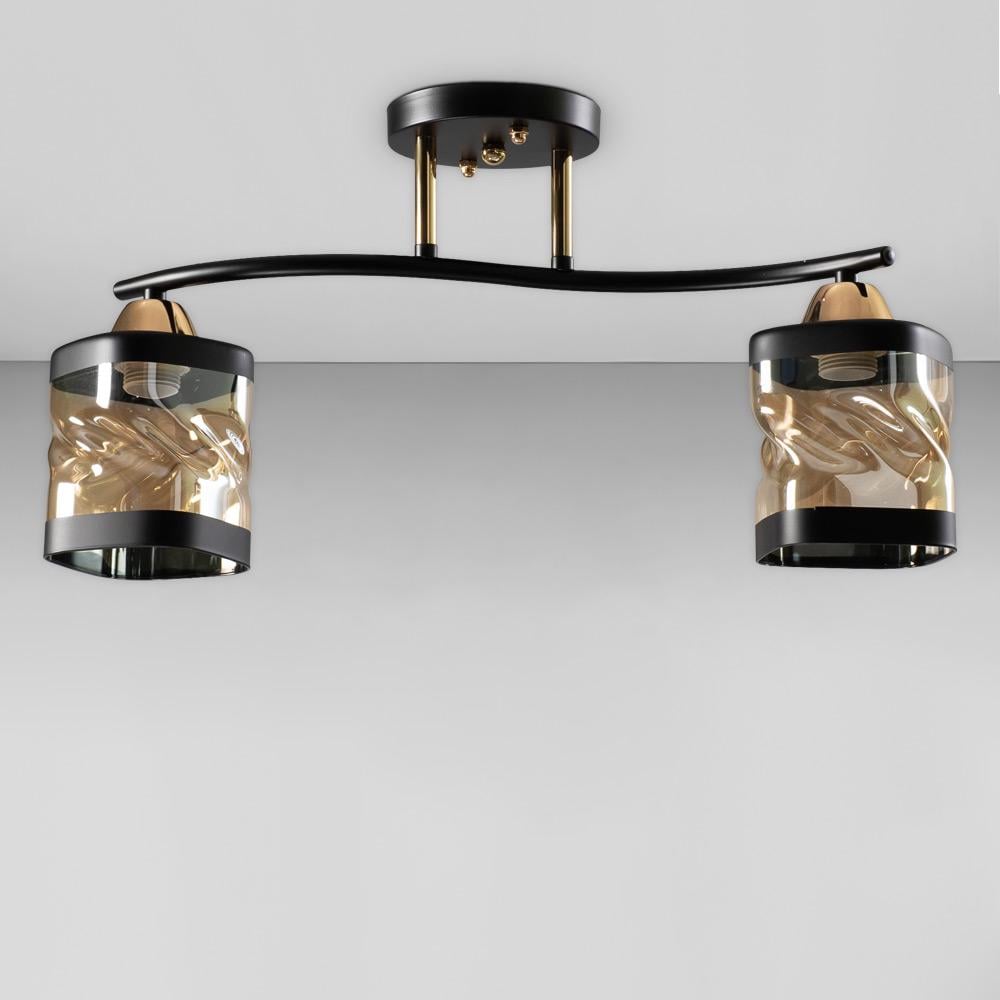 Люстра потолочная Light House SC-18742/2 BK/FG 48х23х26 мм Черный/Золотой/Медовый/Черный