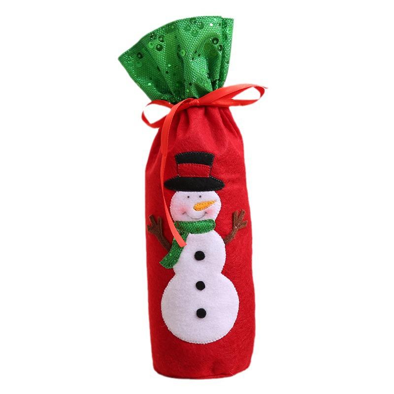 Чехол на бутылку новогодний Снеговик с пайетками 32х13 см Разноцветный (81172/1)
