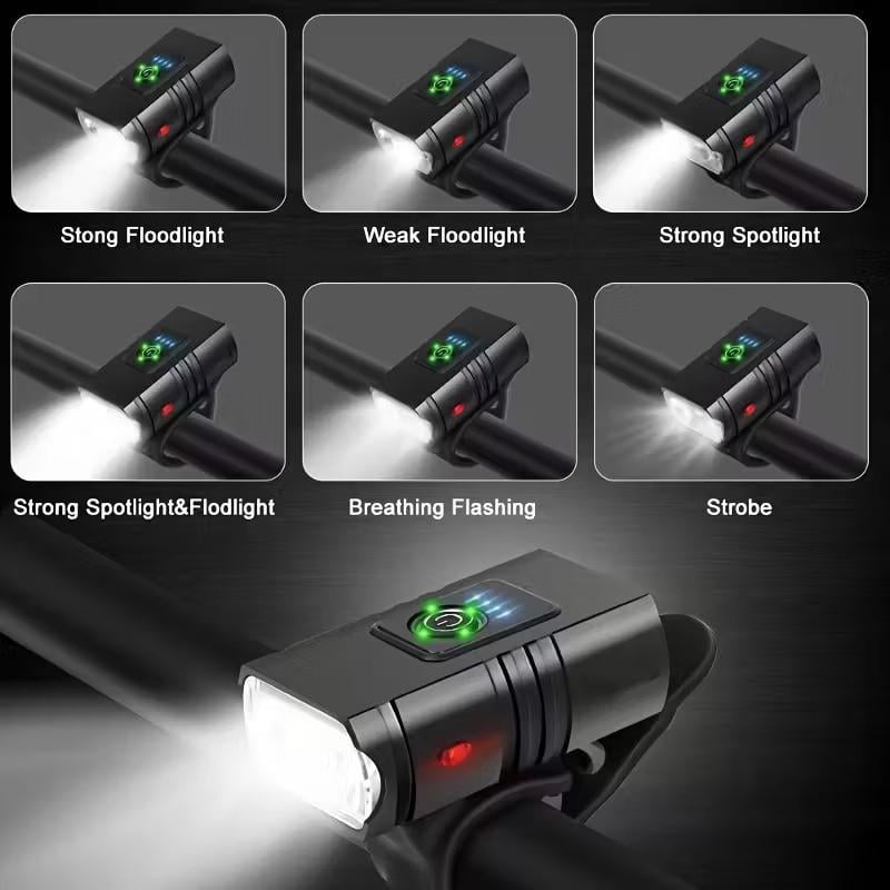 Ліхтар велосипедний світлодіодний акумуляторний USB-зарядка 6 режимів Чорний (2775942041) - фото 7