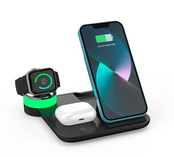 Док-станція JYD 4в1 для iPhone/Android/Apple Watch/AirPods Black - фото 4