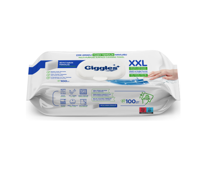 Влажные салфетки Giggles White Soap для уборки универсальные 100 шт.