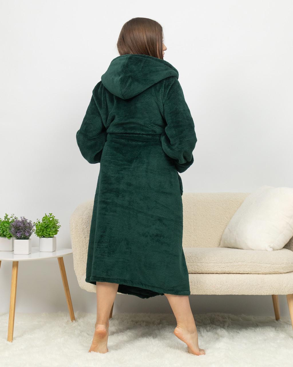 Халат женский махровый длинный Батал Изумрудный (2163797382) - фото 3