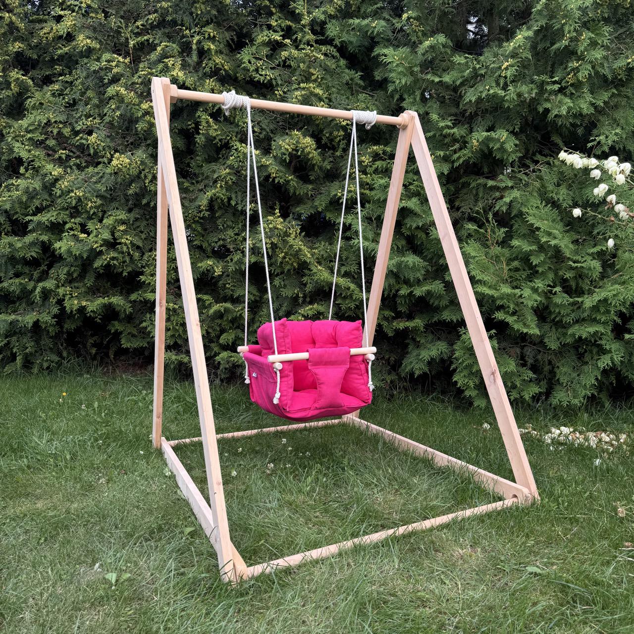 Комплект Деревʼяна опора та Преміум мікровелюр Темно-рожевий (gs-8976)