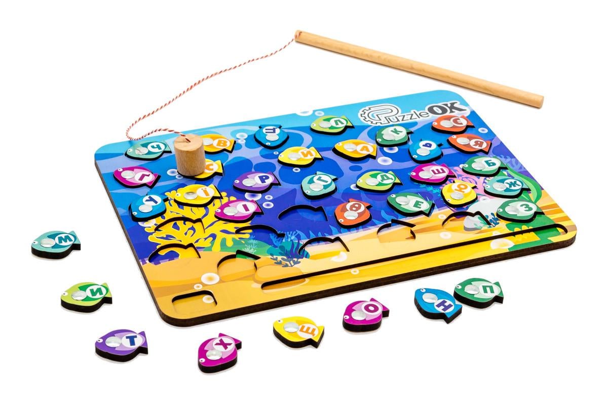 Игра настольная деревянная с магнитами PuzzleOK Рыбалка большая 34 шт. Игра настольная деревянная с магнитами PuzzleOK Рыбалка большая 34 шт.