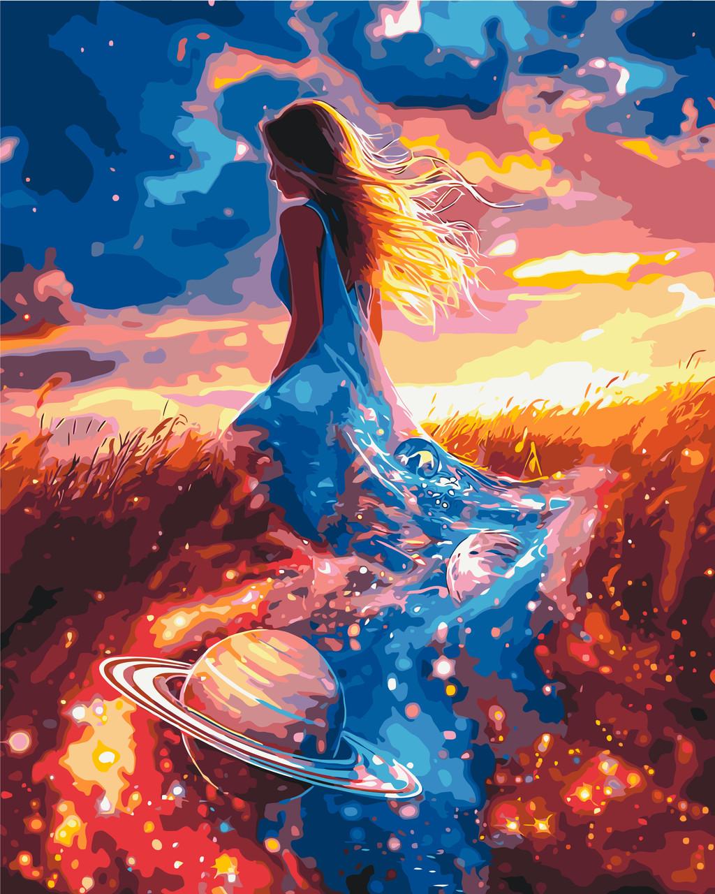 Картина за номерами ORIGAMI Дівчина у космічному вбранні 40х50 см (LW3310)