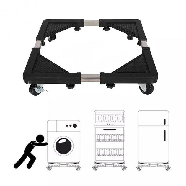 Подставка для большой бытовой техники LY-110 на колесах из нержавеющей стали до 130 кг 56х56 см. Black - фото 8