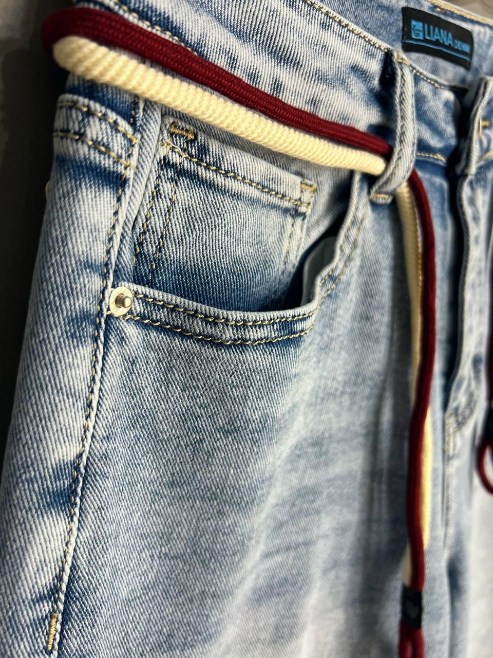 Шорты женские джинсовые Liana 4-011 бермуды широкие длина до колен пояс веревка стрейчевые р. 26 Голубой (3929) - фото 4 Шорты женские джинсовые Liana 4-011 бермуды широкие длина до колен пояс веревка стрейчевые р. 26 Голубой (3929) - фото 4