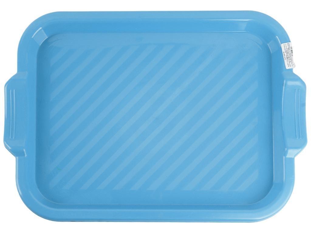 Поднос прямоугольный с ручками Консенсус 42х32х3 см Голубой (MCS-11980-4)