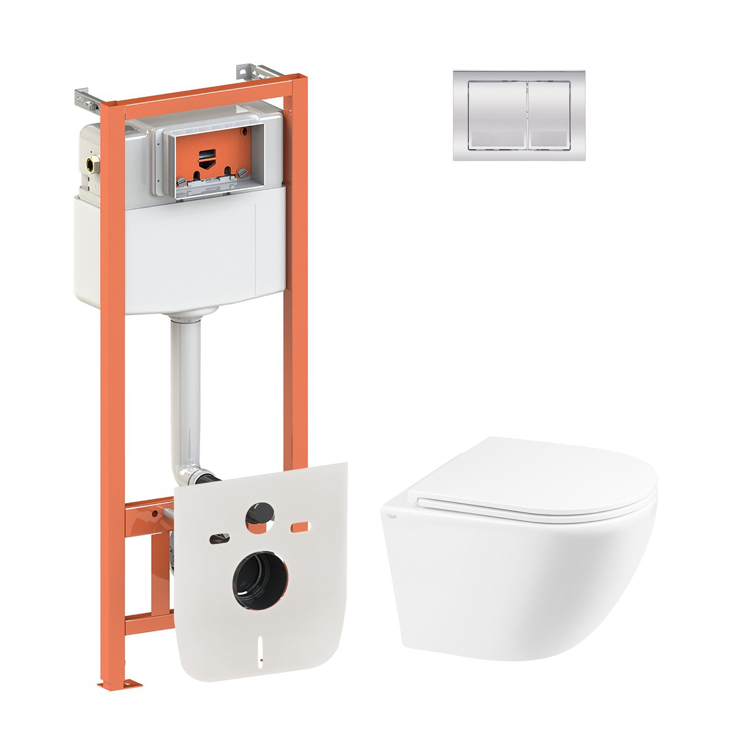 Комплект інсталяції Q-tap Nest QT1333046ERW0133M425M06028CRM з унітазом кнопка Хром (124755)