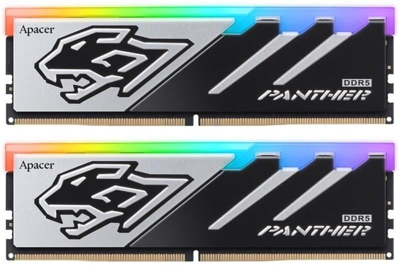 Оперативна пам'ять 16Gbx2 32Gb Kit DDR5/5600 MHz Apacer Panther RGB 40-40-40/1.25V/з радіатором Чорний/Сріблястий (2881188902)