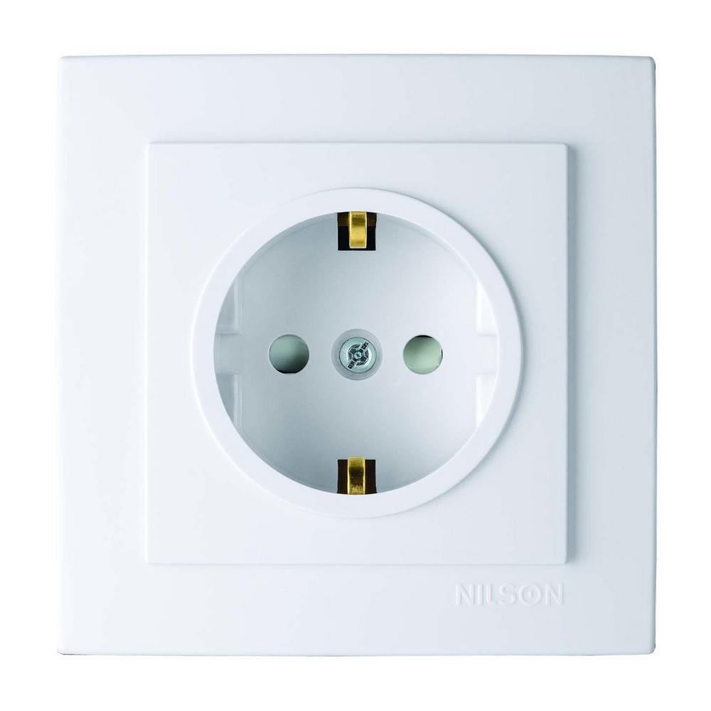 Розетка Nilson Touran одинарная с заземлением со шторкой Белый (24111019)