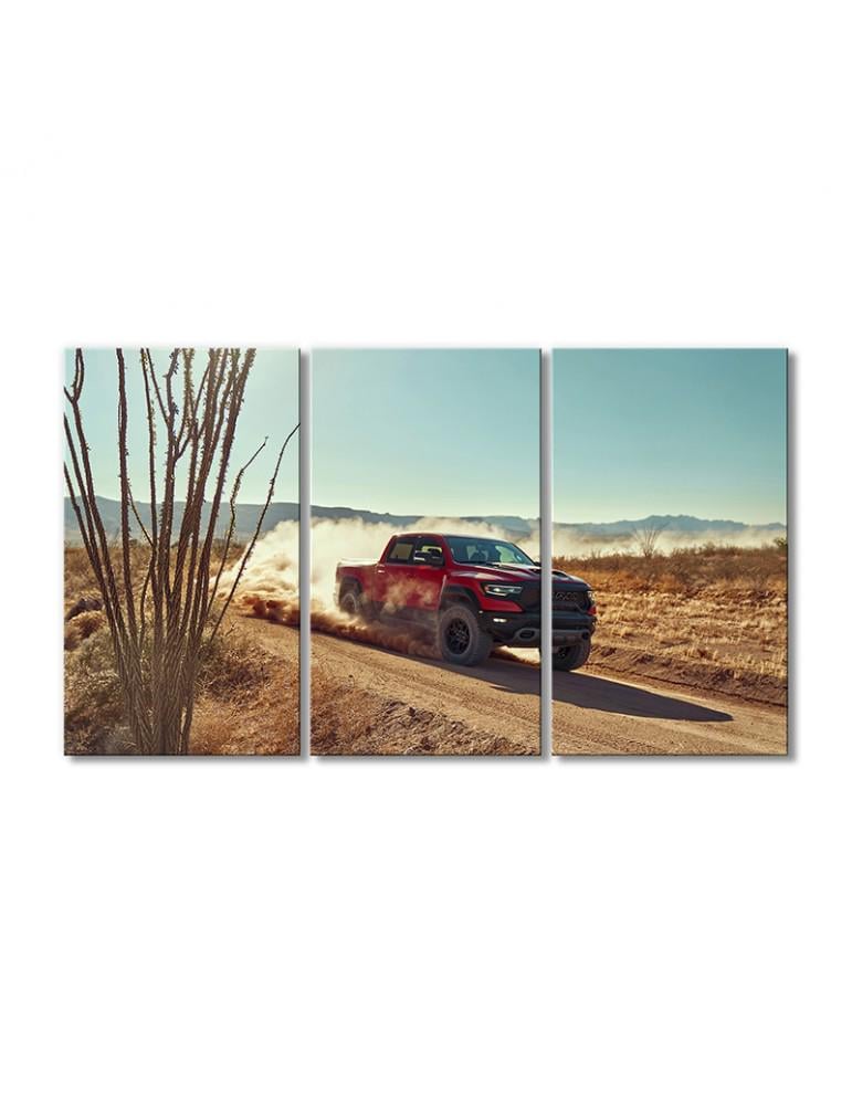 Картина модульная РАМ 1500 ТРХ красный автомобиль 3 модуля 90x135 см
