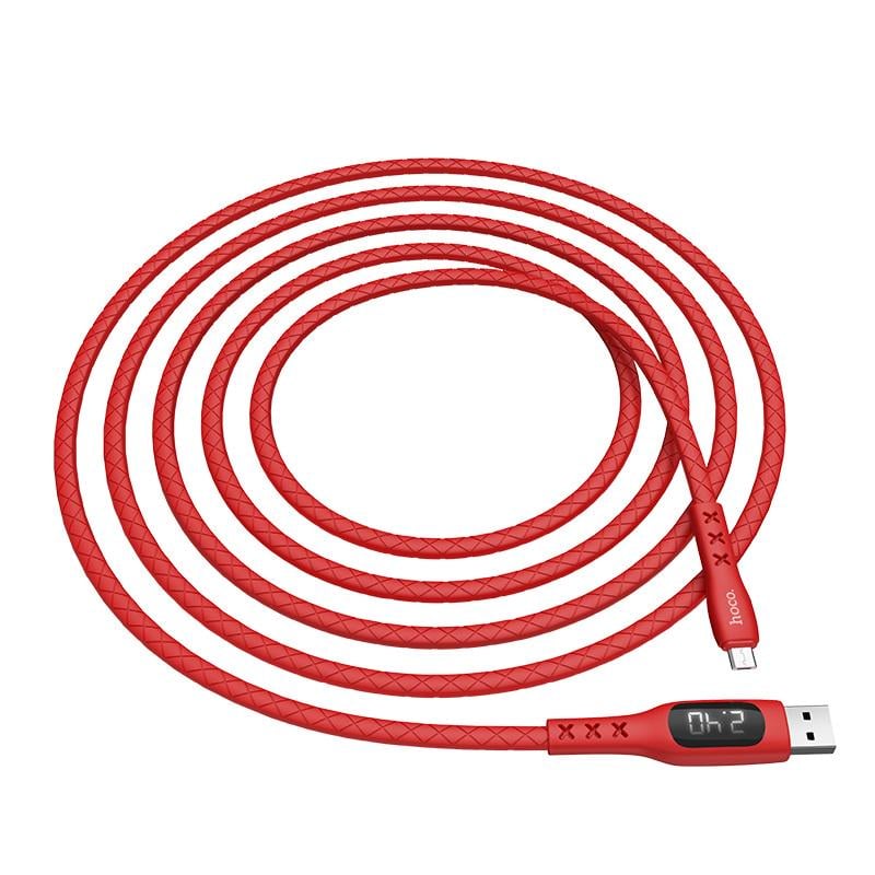 Кабель Hoco Micro USB Sentinel Tming Display S6 1,2 м 2,4A Red