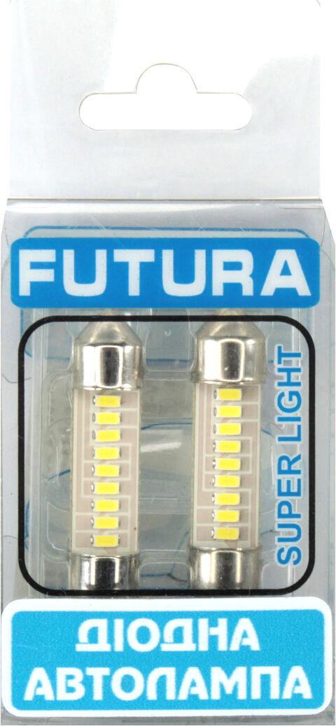 Лампочка 2-х цокольная Futura LED T11 C8W SMD 9-диодов 12V-1,2Вт SV8,5-8 35 мм 2 шт. Белый